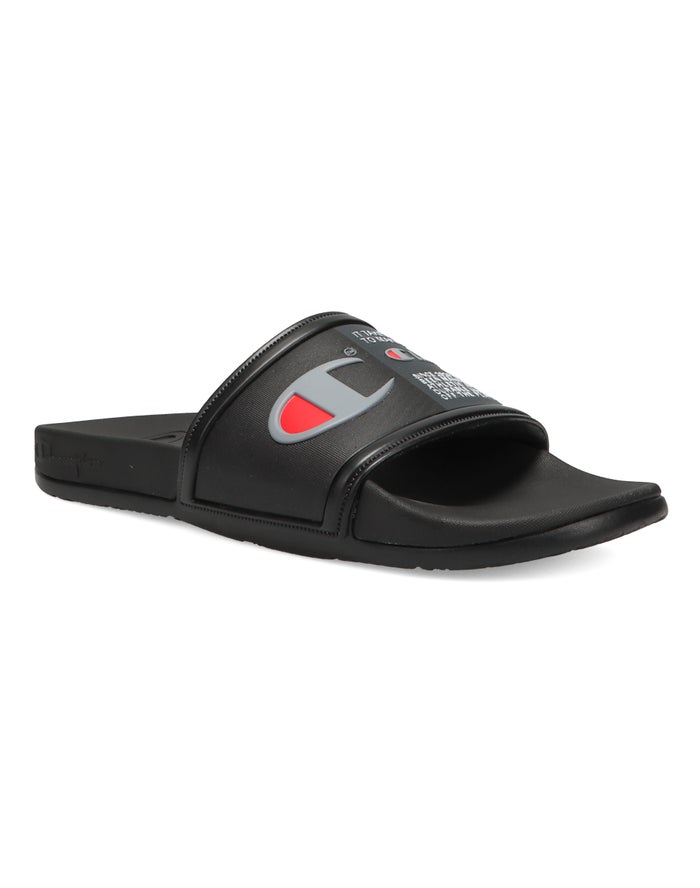 Champion Mens Slides NZ - Ipo Squish Black ( 8542-KYSXO )